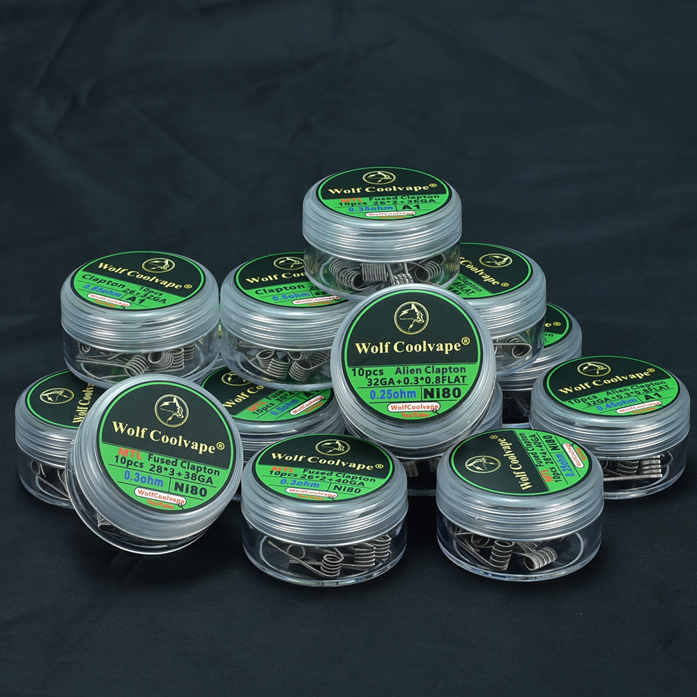 Clapton Wire Pre Built - 10pcs NI80/SS316L/A1 mtl Alien Fused Clapton