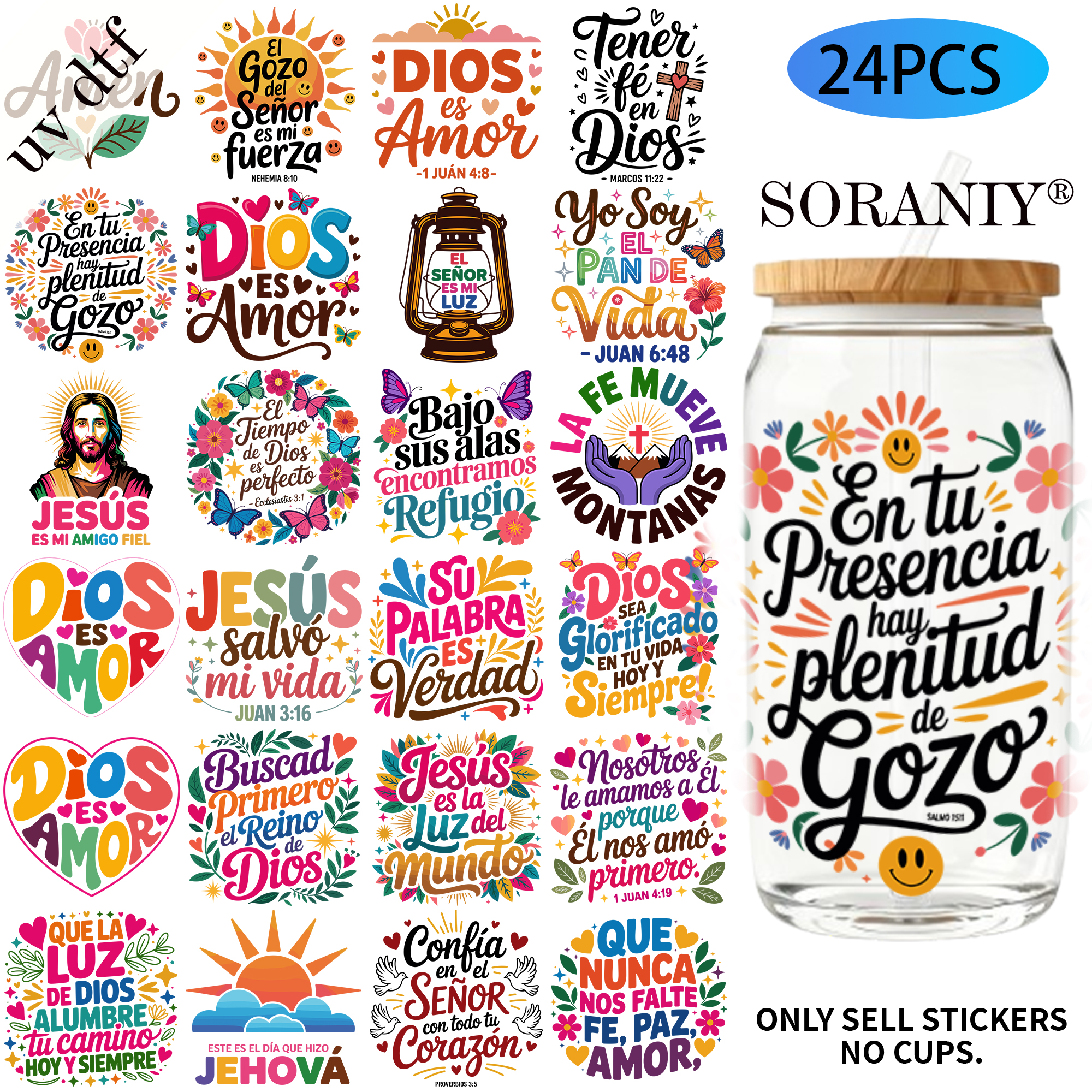 Rdta Tank Glass - 24PCS/Set Spanish Bible Verse Seal Themed