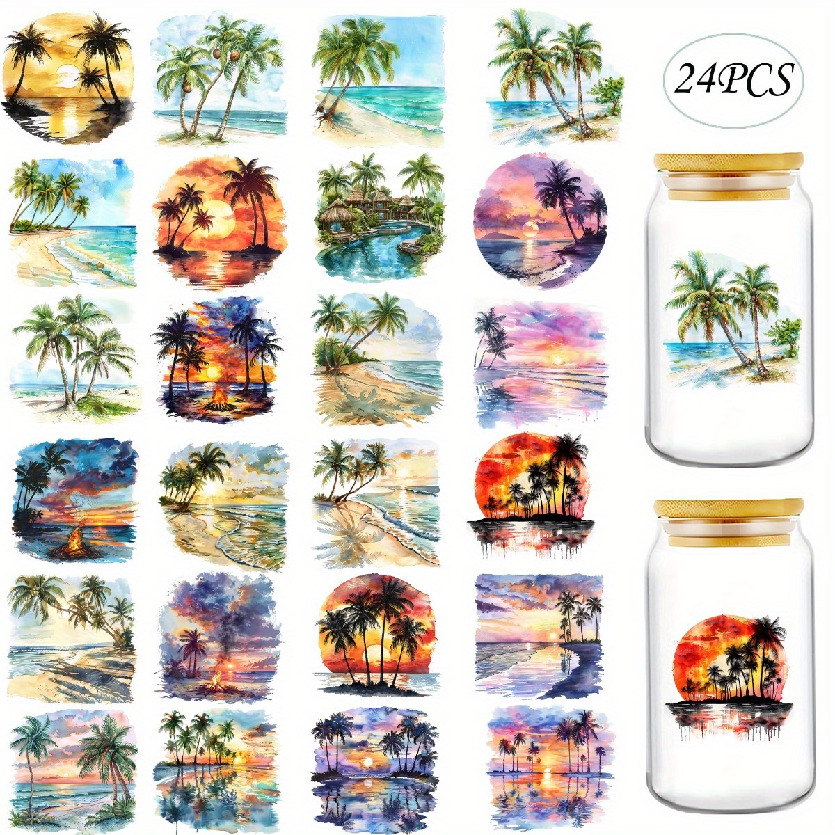 Rdta Tank Glass - 24Pcs/Set Summer Tropical Beach DIY Glass