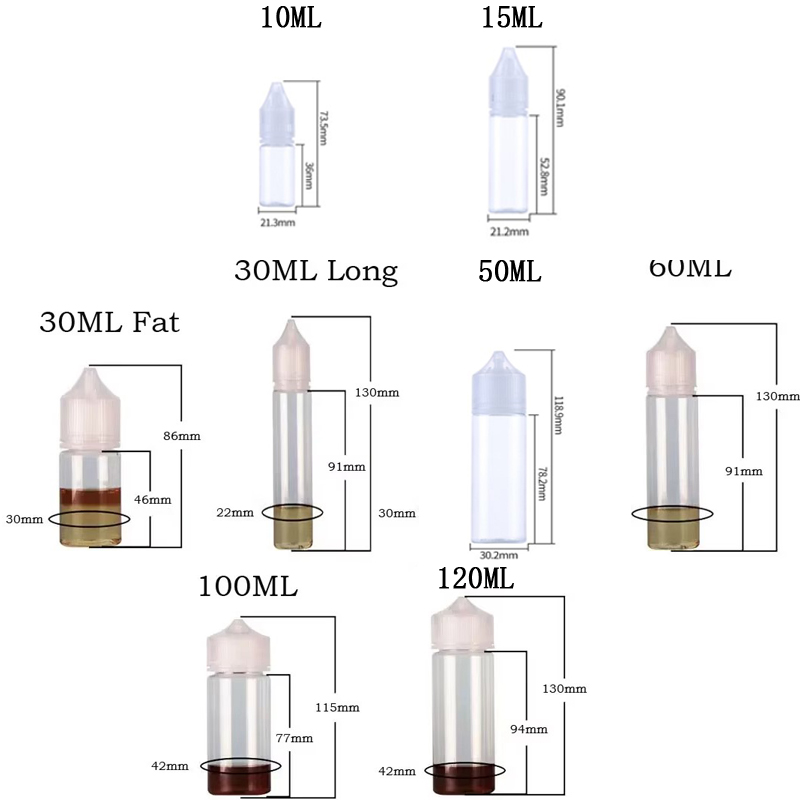5Pcs 10/15/30/50/60/100/120ml  - Juice Bottle Dropper のレビューと価格