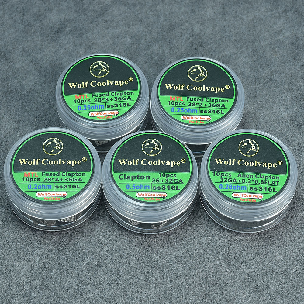 10pcs NI80/SS316L/A1 mtl Alien - Clapton Wire Pre Built のレビューと価格