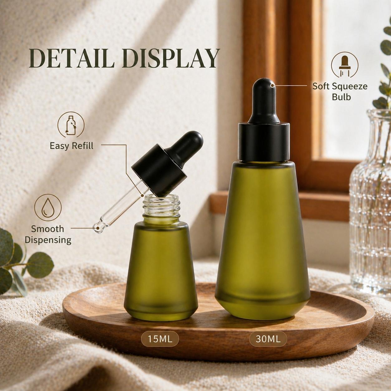 15ml 30ml Frosted Olive Green  - Juice Bottle Dropper のレビューと価格